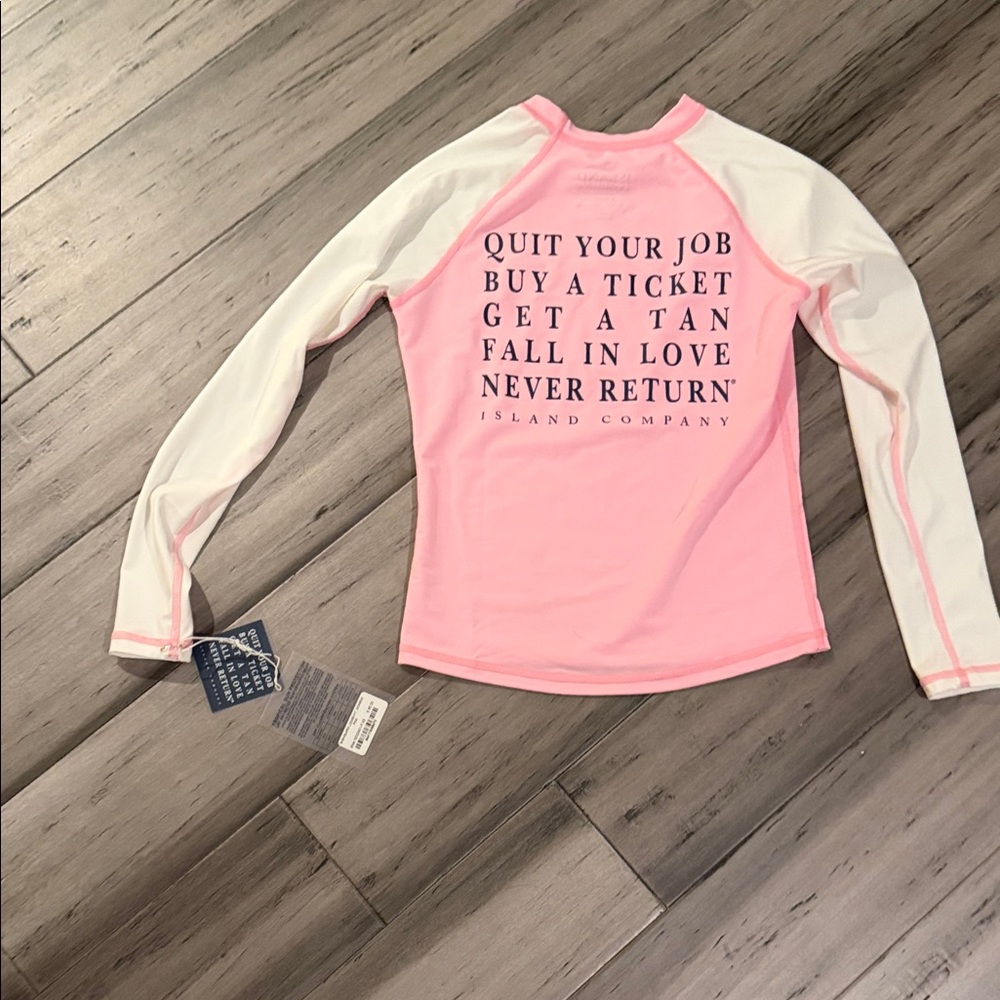 NWT Island Company Pink and White Long Sleeve Rash Guard